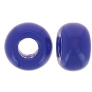 Cuentas rondelle de resina opaca 9,5 mm agujero grande - Azul duro x10