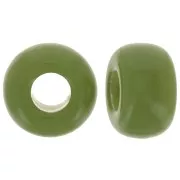 Cuentas - Perles rondelles gros trous 9.5 mm en résine opaque - Kaki x10 Perles rondelles gros trous 9.5 mm en résine opaque - Kaki x10