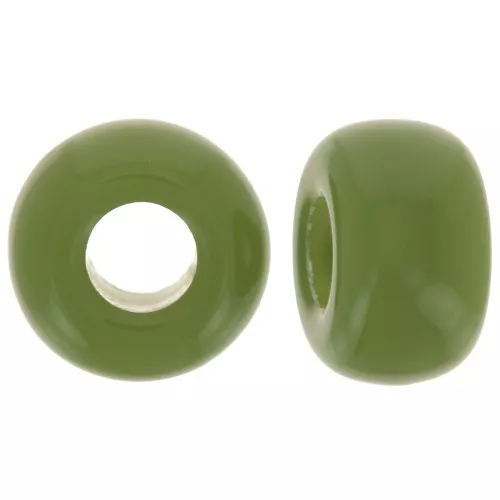 Cuentas de resina opaca de 9,5 mm con agujero grande - Caqui x10