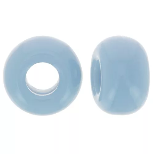 Cuentas redondas de resina opaca 9,5 mm agujero grande - Azul ahumado x10