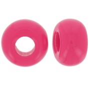 Cuentas redondas con agujeros grandes 9,5 mm en resina opaca - Candy Pink x10