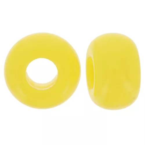 Cuentas redondas agujeros grandes 9,5 mm resina opaca - Amarillo sol x10