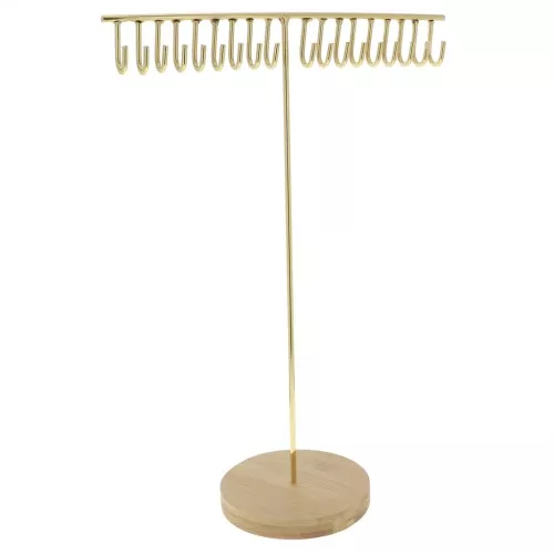 Joyero - Expositor de joyas de metal y bambú 41x28,5 cm - Dorado x1