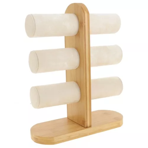 Joyero - Expositor para pulseras 32x24cm bambú - Gamuza beige