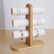 Joyero - Expositor para pulseras 32x24cm bambú - Gamuza beige
