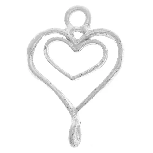 Colgante corazones huecos 16x12 mm - Plata 925 x1