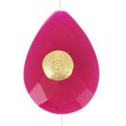 Gota de perla motivo étnico 17x13mm gema teñida Calcedoine Rose Dorado x1|raw }}