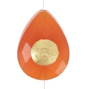 Cuenta gota motivo étnico 14x10 mm gema tintada Cornalina Dorado con oro fino x1|raw }}