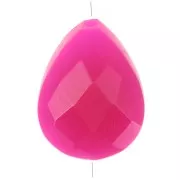 Gota de perla motivo étnico 14x10 mm gema teñida Calcedonia Rosa Dorado x1