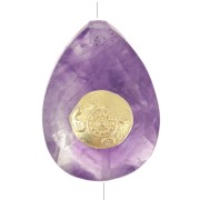Gota de perla motivo étnico 14x10 mm gema - Amatista - Dorado con oro fino x1|raw }}