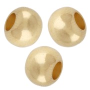 Cuentas redondas aplanadas de 8x6 mm - agujero grande - Dorado con oro fino x5