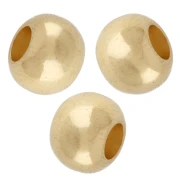 Cuentas redondas aplanadas de 8x6 mm - agujero grande - Dorado con oro fino x5