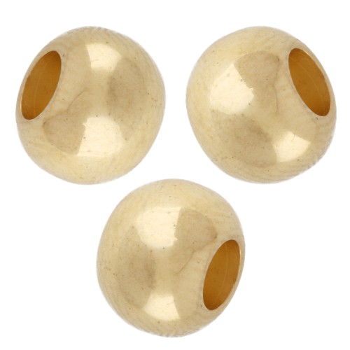 Cuentas redondas aplanadas de 8x6 mm - agujero grande - Dorado con oro fino x5