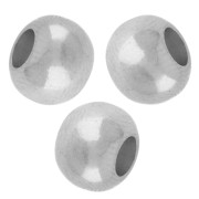 Cuentas redondas aplanadas de 8x6 mm —agujero grande— chapado en plata fina envejecida x5