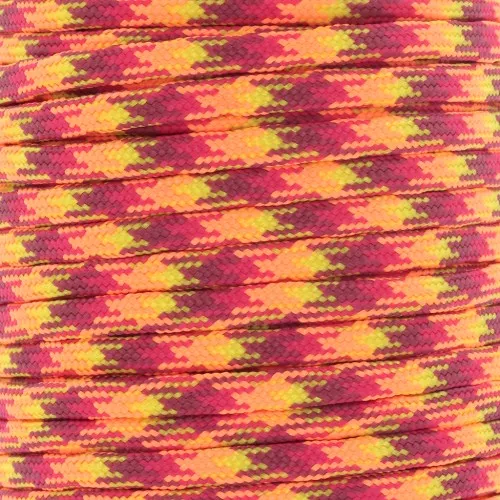 Paracord - Cordón de paracaídas plano de 4 mm - Naranja fluorescente - Burdeos - Amarillo x1m