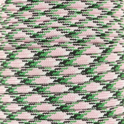 Paracord - Cordón de paracaídas plano de 4 mm - Rosa - Verde x1m