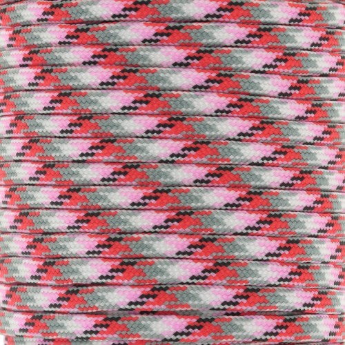 Paracord - Cordón de paracaídas plano de 4 mm - Rosa - Rojo - Gris x1m