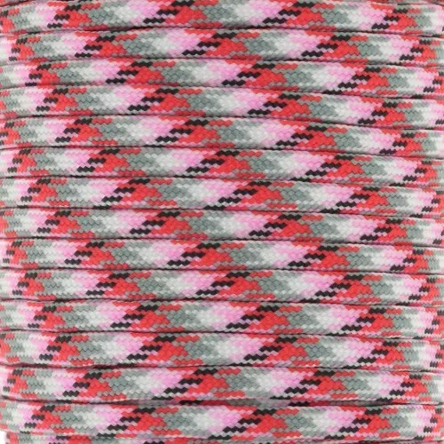 Paracord - Cordón de paracaídas plano de 4 mm - Rosa - Rojo - Gris x1m