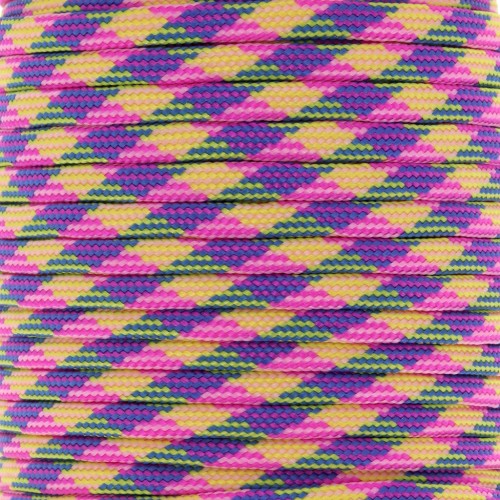 Paracord - Cordón de paracaídas plano de 4 mm - Rosa - Amarillo - Azul x1m