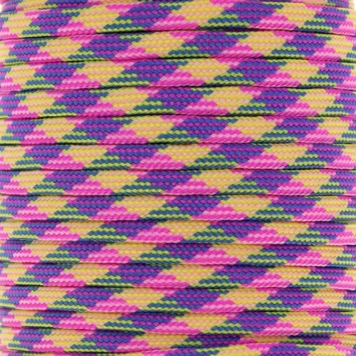 Paracord - Cordón de paracaídas plano de 4 mm - Rosa - Amarillo - Azul x1m