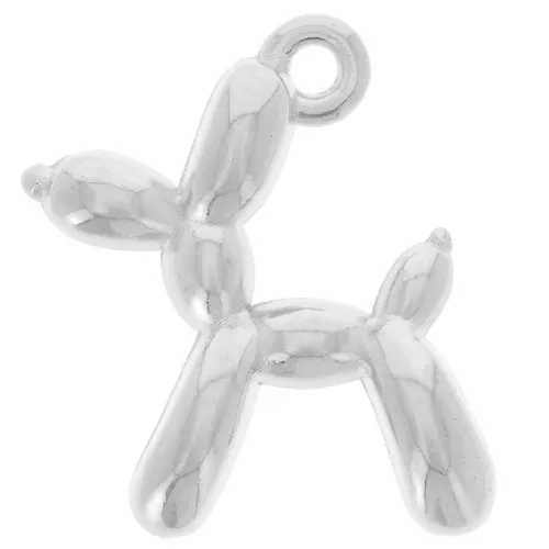 Dije perro globo 18x17 mm - Chapado plateado fino envejecido x1