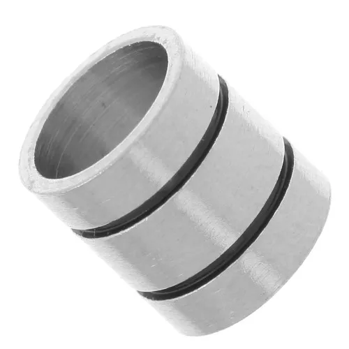 Cuenta de tubo ranurado 7x8 mm agujero grande con resina epoxi - Acero inoxidable 304L - Negro x1