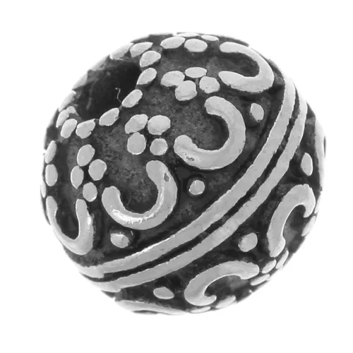 Cuenta redonda aplanada de 8 mm - motivo flor - acero inoxidable 304L x1