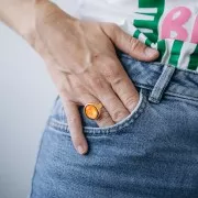 Anillo cabujón ovalado PureCrystal 4120 14x10 mm - Dorado con oro fino x1