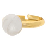 Anillo con media banda ajustable para cabujón de 10 mm - S.58 a 64 - Dorado con oro fino
