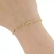 Forçat cadena de malla 2.7mm con cuentas aplanadas Acero inoxidable 304L Dorado x99cm