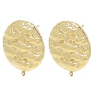 Pendientes redondos efecto trenzado 22 mm con anilla abierta - Acero inoxidable 304L Dorado x2|raw }}