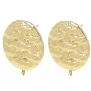 Pendientes redondos efecto trenzado 22 mm con anilla abierta - Acero inoxidable 304L Dorado x2