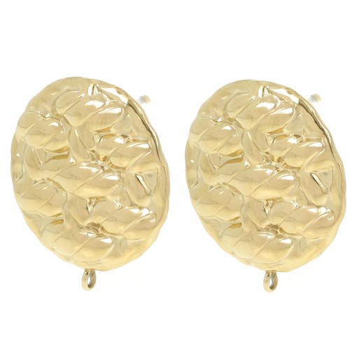 Pendientes redondos efecto trenzado 22 mm con anilla abierta - Acero inoxidable 304L Dorado x2