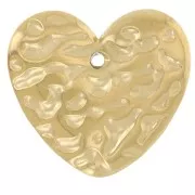 Dije corazón martillado 13x15 mm - Acero inoxidable 304L Dorado x2