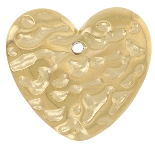 Dije corazón martillado 13x15 mm - Acero inoxidable 304L Dorado x2