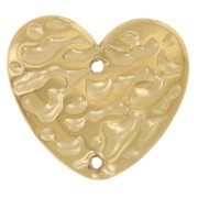 Entrepieza corazón martillado 13x15 mm - Acero inoxidable 304L Dorado x2|raw }}