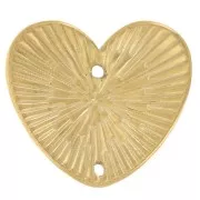 Entrepieza corazón martillado 13x15 mm - Acero inoxidable 304L Dorado x2