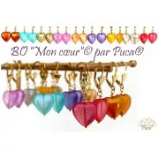 Cuenta de cristal corazón 16x15 mm - Candy Curacao x1