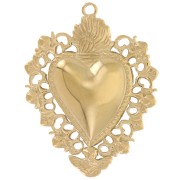 Ex-Voto Colgante Corazón 32x25 mm - Acero inoxidable 304L Dorado x1|raw }}