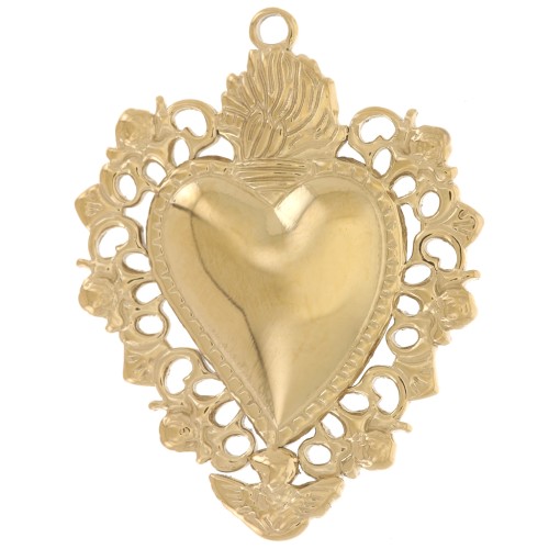 Ex-Voto Colgante Corazón 32x25 mm - Acero inoxidable 304L Dorado x1
