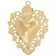 Ex-Voto Colgante Corazón 32x25 mm - Acero inoxidable 304L Dorado x1