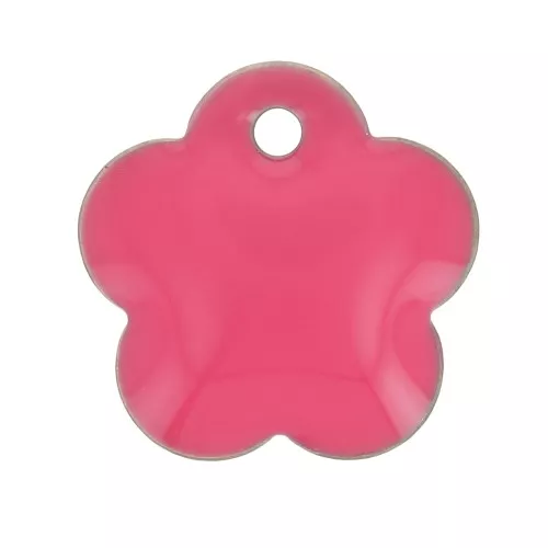 Lentejuela flor metal y resina epoxi 10 mm - Rosa fluorescente x10