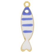 Dije de pez rayado 26,5x7 mm con resina epoxi - Dorado - Azul - Blanco x1