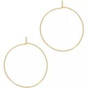 Pendientes de aro finos para decorar, 30 mm - Hilo de 0,7 mm - Acero inoxidable 316L dorado x2