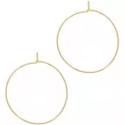 Pendientes de aro finos para decorar, 30 mm - Hilo de 0,7 mm - Acero inoxidable 316L dorado x2