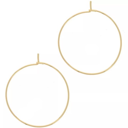 Pendientes de aro finos para decorar, 30 mm - Hilo de 0,7 mm - Acero inoxidable 316L dorado x2