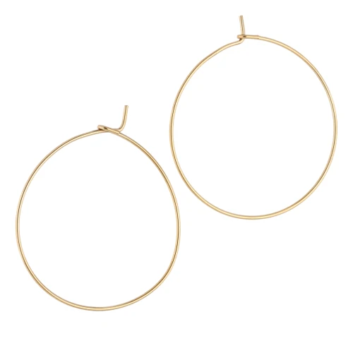Pendientes de aro finos para decorar, 30 mm - Hilo de 0,7 mm - Acero inoxidable 316L dorado x2