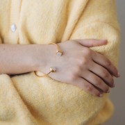 Pulsera brazalete de 185 mm - para cabujón de 8 mm - Acero inoxidable 304L Dorado x1