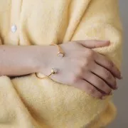 Pulsera brazalete de 185 mm - para cabujón de 8 mm - Acero inoxidable 304L Dorado x1