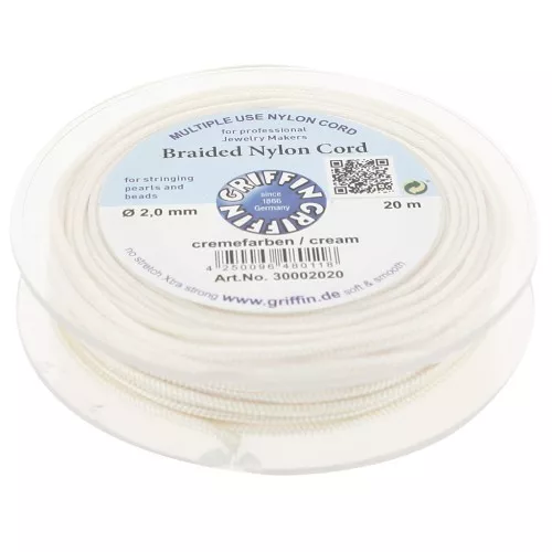 Hilo de jade - Hilo europeo de nailon trenzado Griffin 2 mm - Cream x20m